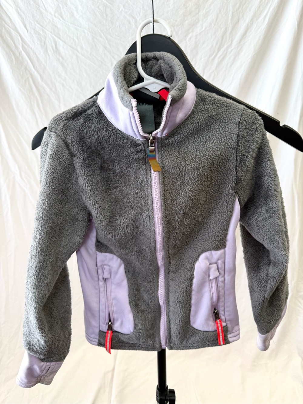 Champion Kids Gray & Light Lavender Plush Zip Jacket